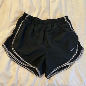 Nike Women's Black Athletic Shorts with Checkered Trim